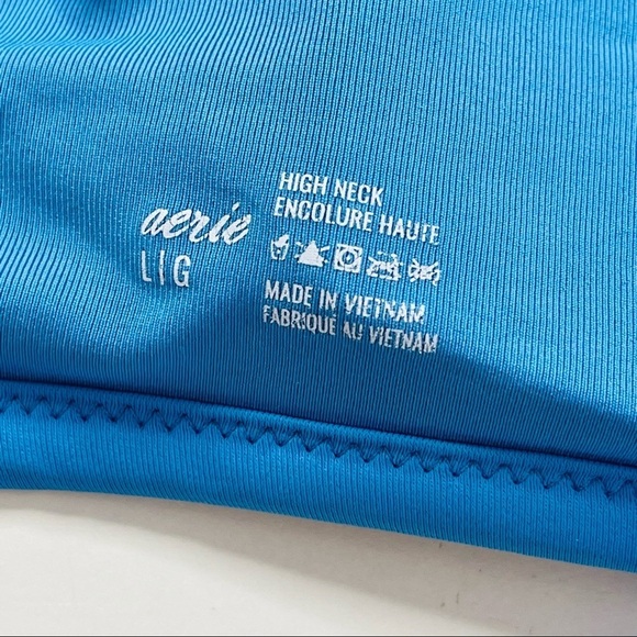 Aerie high neck encolure haute criss cross tie back straps bikini top size Large - Picture 4 of 6